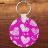 Schattige rood wit gekrabbeld harten met liefde sc sleutelhanger (Voorkant)