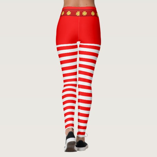 Schattige rood wit gestreept leggings (Achterkant)