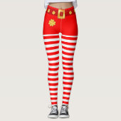 Schattige rood wit gestreept leggings (Voorkant)