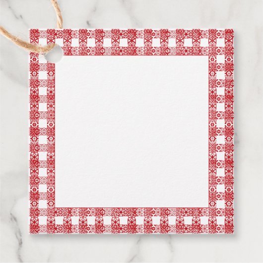 Schattige rood & wit kant gingham plaid bedankjes labels (Voorkant)
