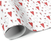 Schattige rood-wit minimalistisch hartpatroon cadeaupapier (Rol Hoek)