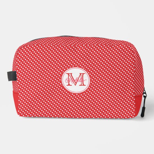 Schattige Rood & Wit Polkadotpatroon monogram Toilettasje (Voorkant)