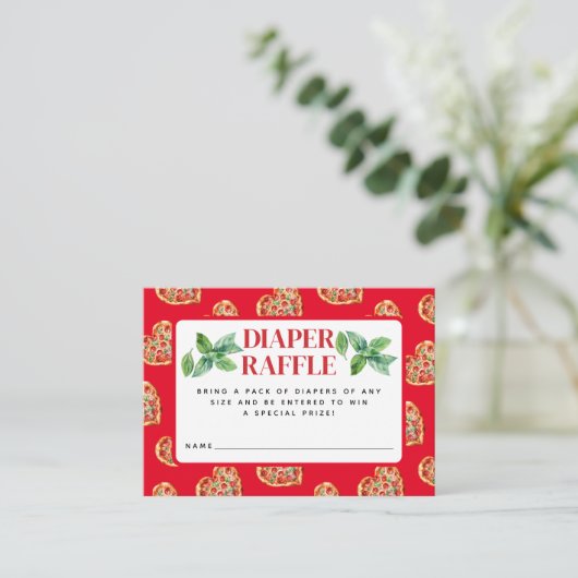 Schattige Rood Wit Slice Baby Luier Raffle Informatiekaartje (Staand voorkant)