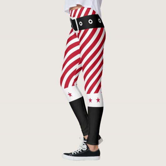 Schattige Rood Wit Strepen Candy Cane Stars Kerst Leggings (Links)