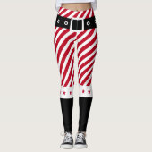 Schattige Rood Wit Strepen Candy Cane Stars Kerst Leggings (Voorkant)
