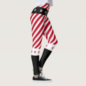 Schattige Rood Wit Strepen Candy Cane Stars Kerst Leggings (Rechts)