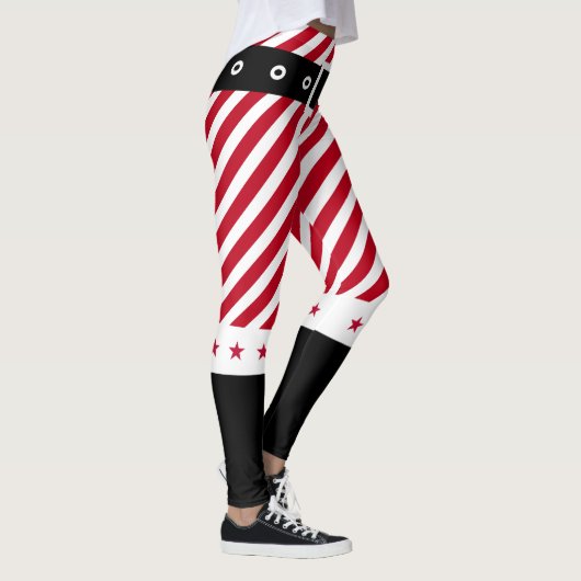 Schattige Rood Wit Strepen Candy Cane Stars Kerst Leggings (Rechts)