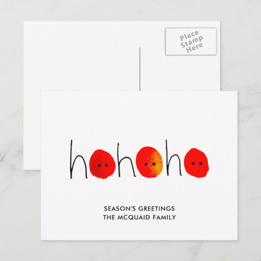 Schattige Rood & Zwart Ho Ho Ho Handgeschilderd Ke Feestdagenkaart (Voorkant / Achterkant)