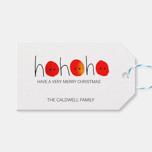 Schattige Rood & Zwart Ho Ho Ho Kerstmis Cadeaulabel (Voorkant (Horizontaal))
