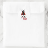 Schattige Rood & Zwart lieveheersbeestje "LOVE BUG Ronde Sticker (Tas)