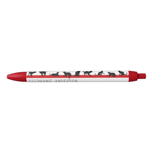 Schattige Rood Zwart-Wit Custom Name Voor Kattenli Zwarte Inkt Pen (Voorkant)