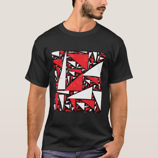 Schattige Rood Zwart Wit Driehoek Collage T-shirt (Voorkant)