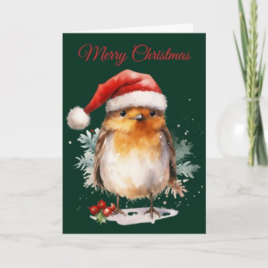 Schattige Roodborst Feestdagen Kaart (Voorkant)