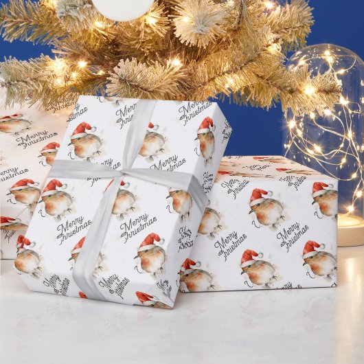 Schattige Roodborst Kerstmis Wilde Natuur Cadeaupapier (Feestdagen)