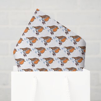 Schattige Roodborst Winter Voetafdrukken Kerst Pat Tissuepapier
