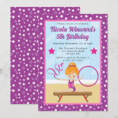 Schattige roodharig meisje gymnast kids verjaardag kaart (Voorkant / Achterkant)