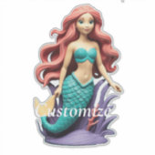 Schattige roodharige zeemeermin Thunder_Cove Sticker (Voorkant)
