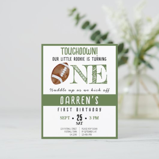 Schattige Rookie Football Budget 1e Verjaardag Uit (Staand voorkant)