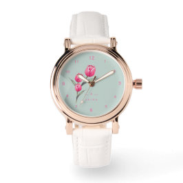 Schattige Roos Bloemen gepersonaliseerde eWatch Horloge