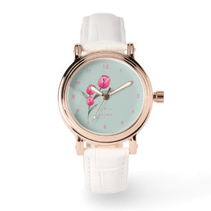 Schattige Roos Bloemen gepersonaliseerde eWatch Horloge