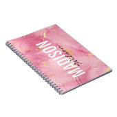 Schattige roos blush roze faux glitter marmer mono notitieboek (Rechterzijde)