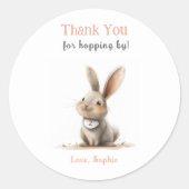Schattige Roos Dank u Bunny Verjaardag Ronde Sticker (Voorkant)