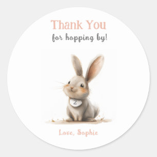 Schattige Roos Dank u Bunny Verjaardag Ronde Sticker
