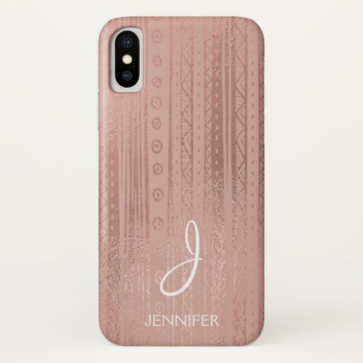 Schattige Roos Gold Foil Boho Tribal Pattern Monog Case-Mate iPhone Case (Achterkant)
