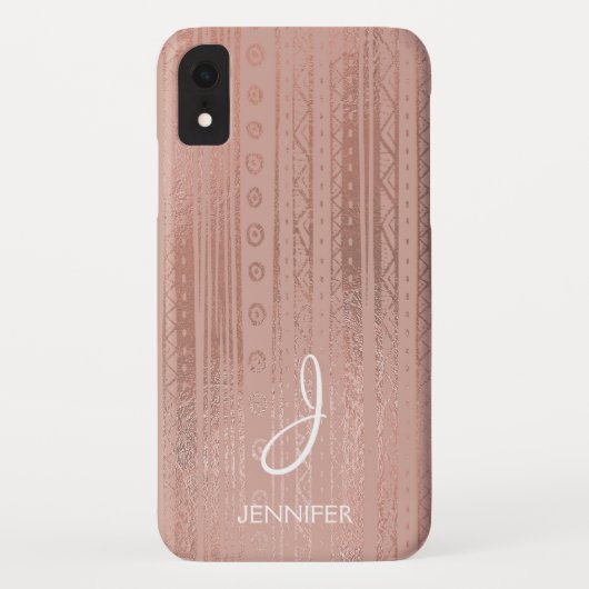 Schattige Roos Gold Foil Boho Tribal Pattern Monog Case-Mate iPhone Case (Achterkant)