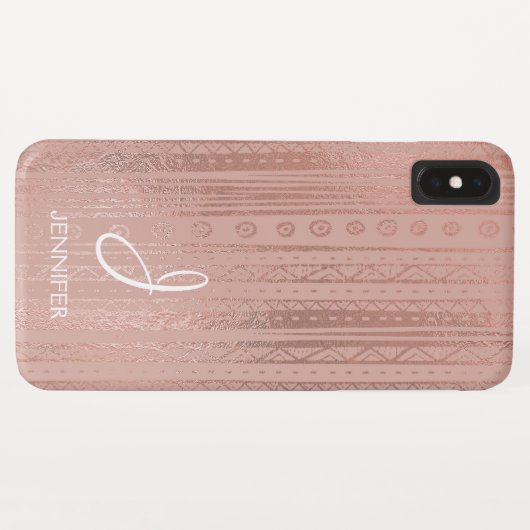 Schattige Roos Gold Foil Boho Tribal Pattern Monog Case-Mate iPhone Case (Achterkant (horizontaal))