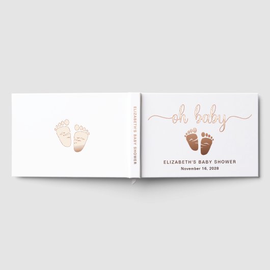 Schattige Roos Gold Folie Baby Meisje Douche Gastenboek (Volledig)