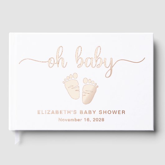 Schattige Roos Gold Folie Baby Meisje Douche Gastenboek (Voorkant)