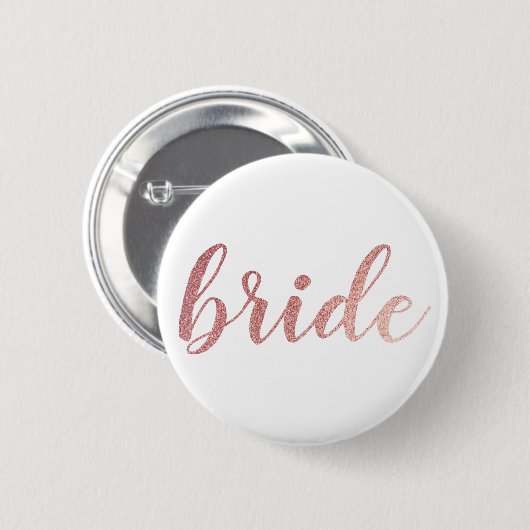 Schattige Roos Gold Glitter Bride Ronde Button 5,7 Cm (Voorkant /achterkant)