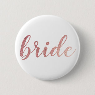 Schattige Roos Gold Glitter Bride Ronde Button 5,7 Cm