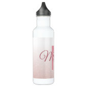 Schattige Roos Gold Glitter Monogram Naam Girly Tr Waterfles (Links)