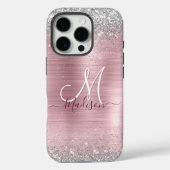 Schattige roos Gold Silver Faux Glitter Girly Mono Case-Mate iPhone Case (Achterkant)