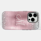 Schattige roos Gold Silver Faux Glitter Girly Mono Case-Mate iPhone Case (Achterkant (horizontaal))