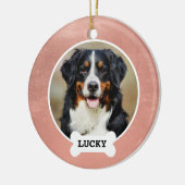 Schattige Roos Goud Geborsteld Metaal Naam Huisdie Keramisch Ornament (Links)