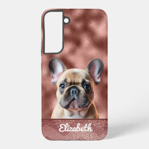 Schattige Roos Goud Roze Franse Bulldog Chic Samsung Galaxy Hoesje