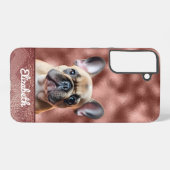 Schattige Roos Goud Roze Franse Bulldog Chic Samsung Galaxy Hoesje (Achterkant horizontaal)