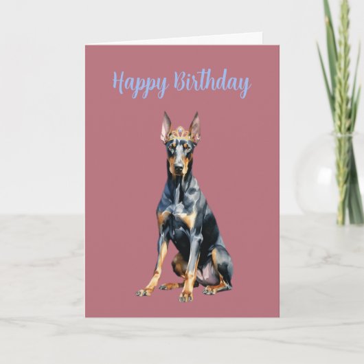 Schattige Roos Gouden Doberman Verjaardag Kaart (Voorkant)