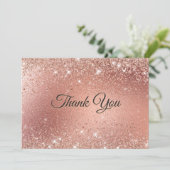 Schattige roos gouden faux glitter bedankkaart (Staand voorkant)