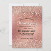 Schattige roos gouden faux glitter kerst kaart (Voorkant)