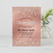 Schattige roos gouden faux glitter kerst kaart (Staand voorkant)