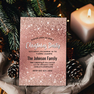 Schattige roos gouden faux glitter kerst kaart