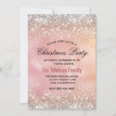 Schattige roos gouden faux zilver glitter kerst kaart (Voorkant)