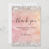 Schattige roos gouden faux zilveren glitter Bedank Kaart (Voorkant)