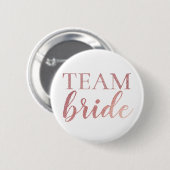 Schattige Roos Gouden Glitter Team Bruid Badge But Ronde Button 5,7 Cm (Voorkant /achterkant)