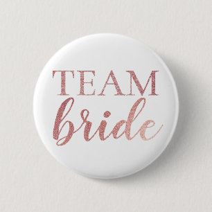 Schattige Roos Gouden Glitter Team Bruid Badge But Ronde Button 5,7 Cm