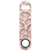 Schattige roos gouden lippen kus blush roze girly  speed flessenopener (Achterkant)